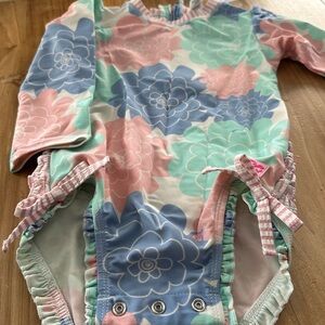 Ruffle Butts Pastel Floral Kids Swim One Piece